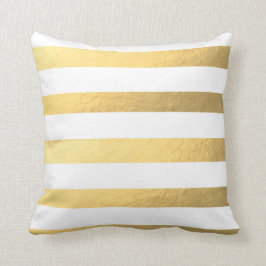Witte en gouden strips kussen