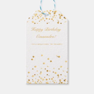 Witte en gouden thuisdag cadeaulabel