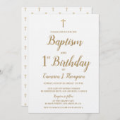 Witte en gouden tinten baptisme verjaardagsgewrich kaart (Voorkant / Achterkant)