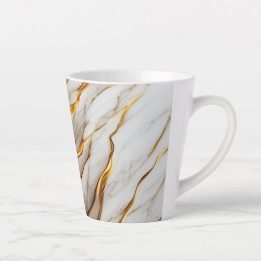 Witte en gouden toonaangevende afdrukken latte mok (Rechts)