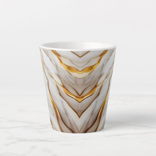 Witte en gouden toonaangevende afdrukken latte mok (Voorkant)