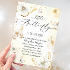 Witte en gouden vlinder Baby shower Kaart