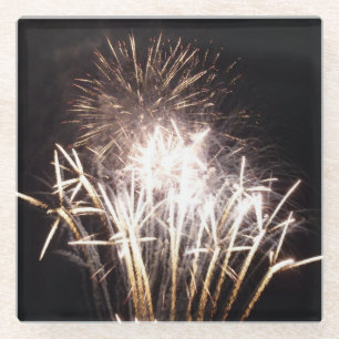 Witte en gouden vuurwerk I Patriotische viering Glazen Onderzetter