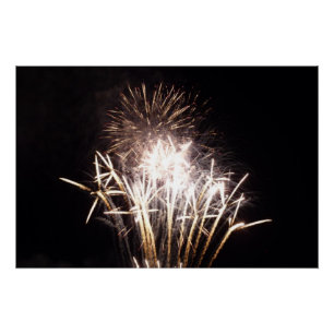 Witte en gouden vuurwerk I Patriotische viering Perfect Poster