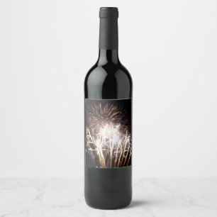 Witte en gouden vuurwerk I Patriotische viering Wijn Etiket