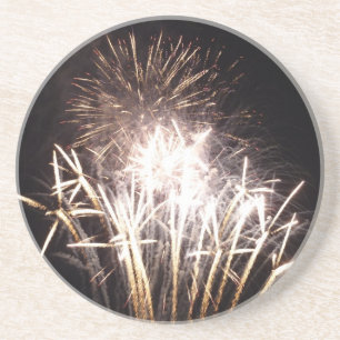 Witte en gouden vuurwerk I Patriotische viering Zandsteen Onderzetter