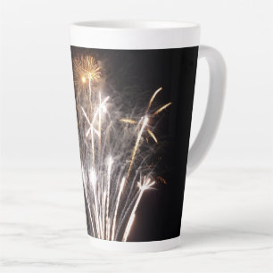 Witte en Gouden Vuurwerk II Patriottische Viering Latte Mok