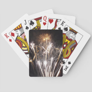 Witte en Gouden Vuurwerk II Patriottische Viering Pokerkaarten
