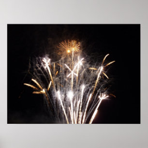 Witte en Gouden Vuurwerk II Patriottische Viering Poster