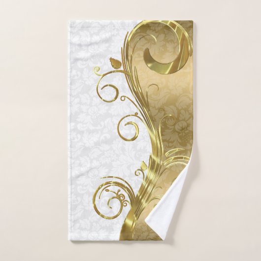 Witte en gouden washanddoekset bad handdoek (Handdoek)