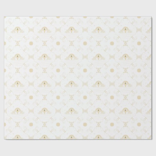 Witte en gouden zwanen in liefde Quatrefoil Gift Cadeaupapier (Vlak)