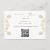 Witte en goudgele QR-code RSVP Weddenschap Informatiekaartje (Voorkant)