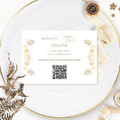 Witte en goudgele QR-code RSVP Weddenschap Informatiekaartje