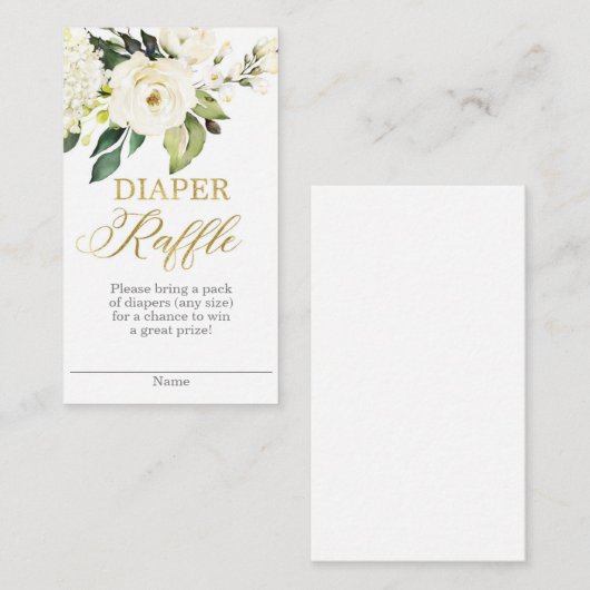 Witte en goudgroene luier Raffle Informatiekaartje (Voorkant / Achterkant)