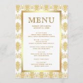 Witte en goudkleurige islamitische moslimbruiloft menu (Voorkant)