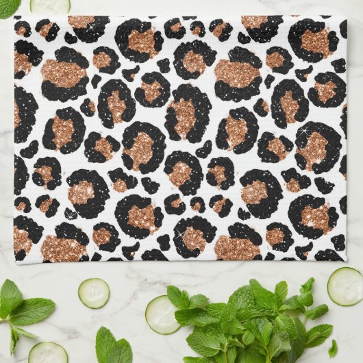 Witte en goudkoortsCheetah - Leopard Pattern Theedoek (Gevouwen)