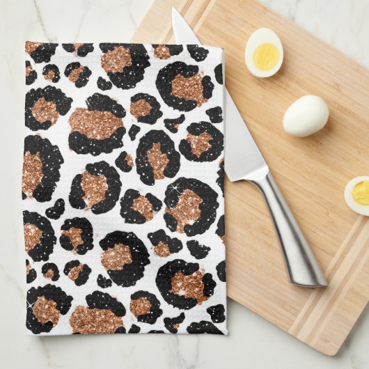 Witte en goudkoortsCheetah - Leopard Pattern Theedoek (Quarter Fold)