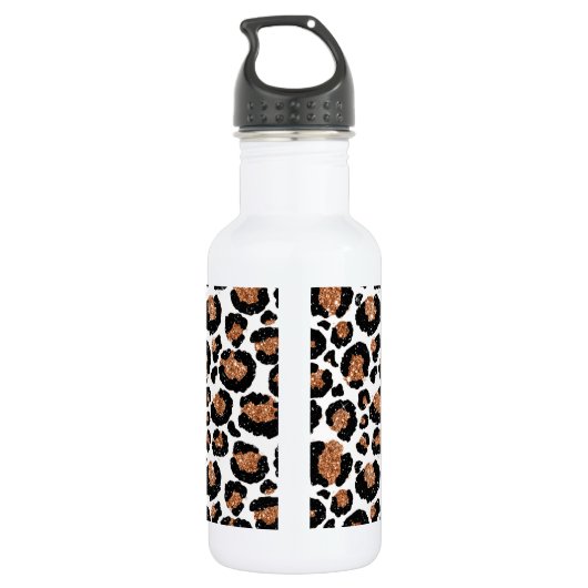 Witte en goudkoortsCheetah - Leopard Pattern Waterfles (Achterkant)