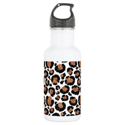 Witte en goudkoortsCheetah - Leopard Pattern Waterfles (Voorkant)