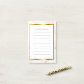Witte en goudmarmer gepatterde monogram naam post-it® notes (Op bureau)