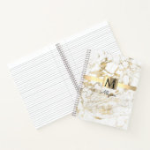 Witte en goudmarmer, gouddoos/Band-naam & monogram Notitieboek (Binnen)