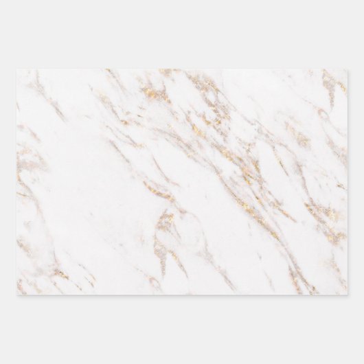 Witte en goudmarmer inpakpapier vel (Voorkant 2)
