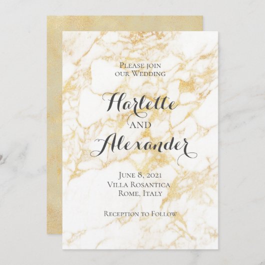 Witte en goudmarmer kaart (Voorkant / Achterkant)