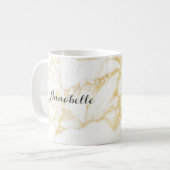 Witte en goudmarmer koffiemok (Voorkant links)