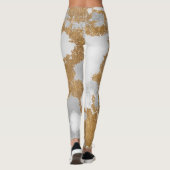 Witte en goudmarmer leggings (Achterkant)