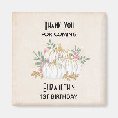 Witte en goudpompoenen Waterverf Birthday Magneet (Voorkant)