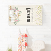 Witte en goudpompoenen Waterverf Birthday Spandoek (Insitu)