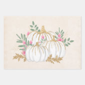 Witte en goudpompoenen Waterverf Inpakpapier Vel (Voorkant 3)