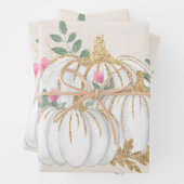 Witte en goudpompoenen Waterverf Inpakpapier Vel (In situ)