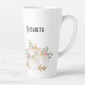 Witte en goudpompoenen Waterverf Latte Mok (Rechts)