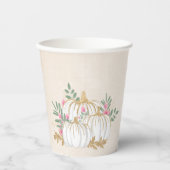 Witte en goudpompoenen Waterverf Papieren Bekers (Voorkant)