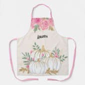 Witte en goudpompoenen Waterverf Schort (Voorkant)