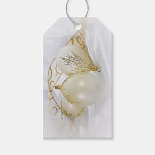 witte en goudversiering met lint cadeaulabel (Voorkant)