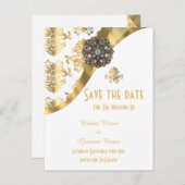 Witte en goudvogel bewaren de datum aankondigingskaart (Voorkant / Achterkant)