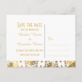 Witte en goudvogel bewaren de datum aankondigingskaart (Achterkant)