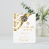 Witte en goudvogel bewaren de datum aankondigingskaart (Staand voorkant)