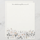 Witte en grijze bloemenrand briefhoofd (Voorkant / Achterkant)