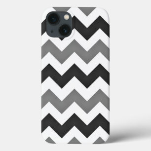 Witte en grijze Chevron Zigzag iPhone 13 Hoesje