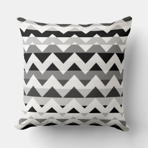 Witte en grijze Chevron Zigzag Kussen