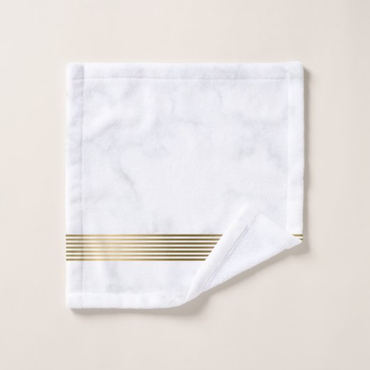 Witte en grijze faux-goudstrepen bad handdoek (Wasdoekje)