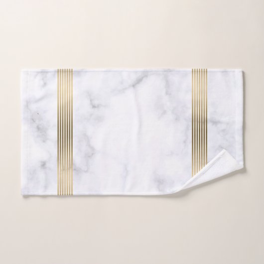 Witte en grijze faux-goudstrepen bad handdoek (Handdoek)