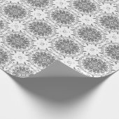 Witte en grijze folklore ornament damask cadeaupapier (Hoek)