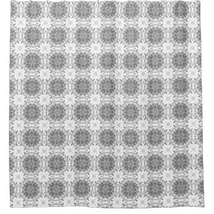 Witte en grijze folklore ornament damask douchegordijn
