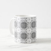Witte en grijze folklore ornament damask koffiemok (Voorkant links)