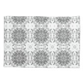 Witte en grijze folklore ornament damask kussensloop (Achterkant)