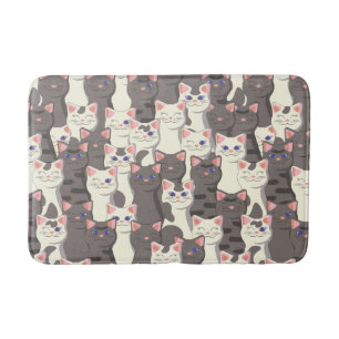 Witte en grijze kattenpatroon badmat